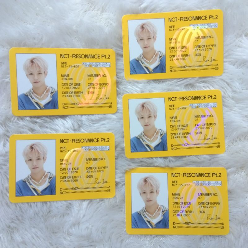 ID CARD RENJUN DEPARTURE NCT 2020 RESONANCE PT. 2 PC PHOTOCARD
