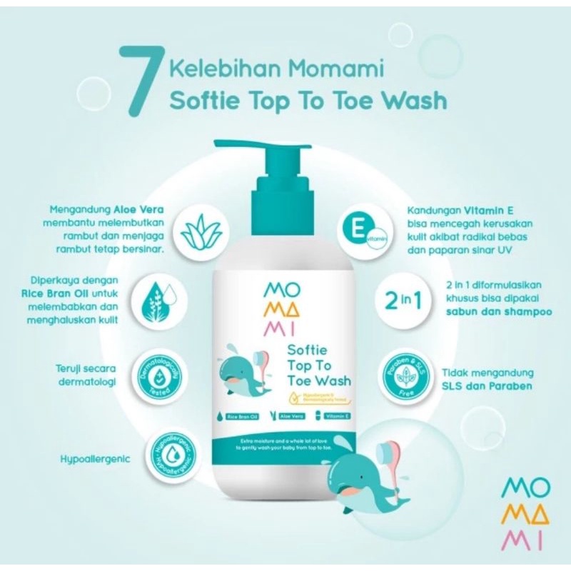 Momami Softie Top To Toe Wash 235 ml - Sabun 2in1 Shampoo &amp; Body Wash