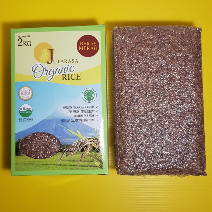 

Beras merah organik JUTARASA 2kg packing press vakum HALAL SNI