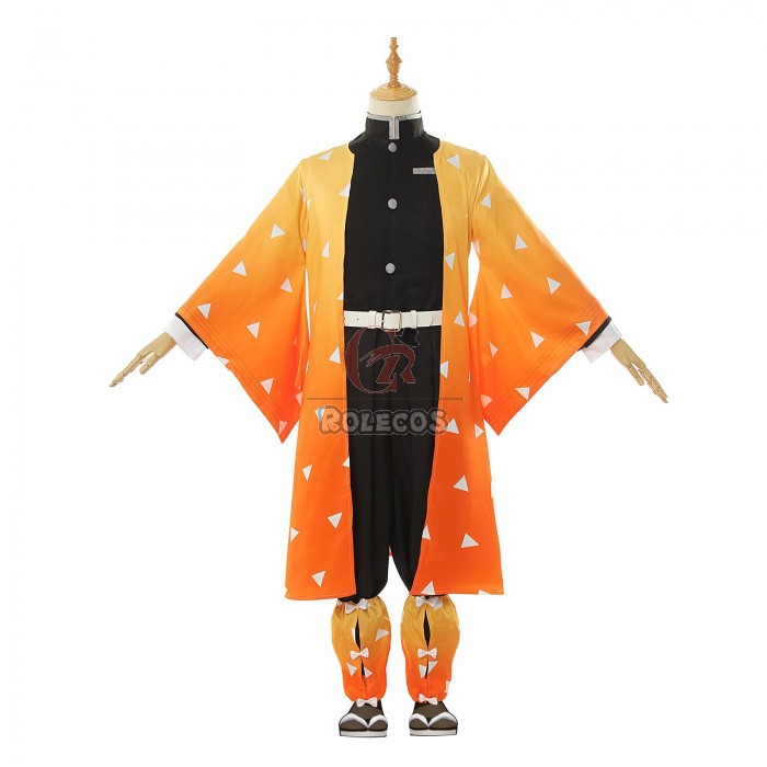 FULLSET AGATSUMA ZENITSU KIMETSU NO YAIBA COSTUME COSPLAY