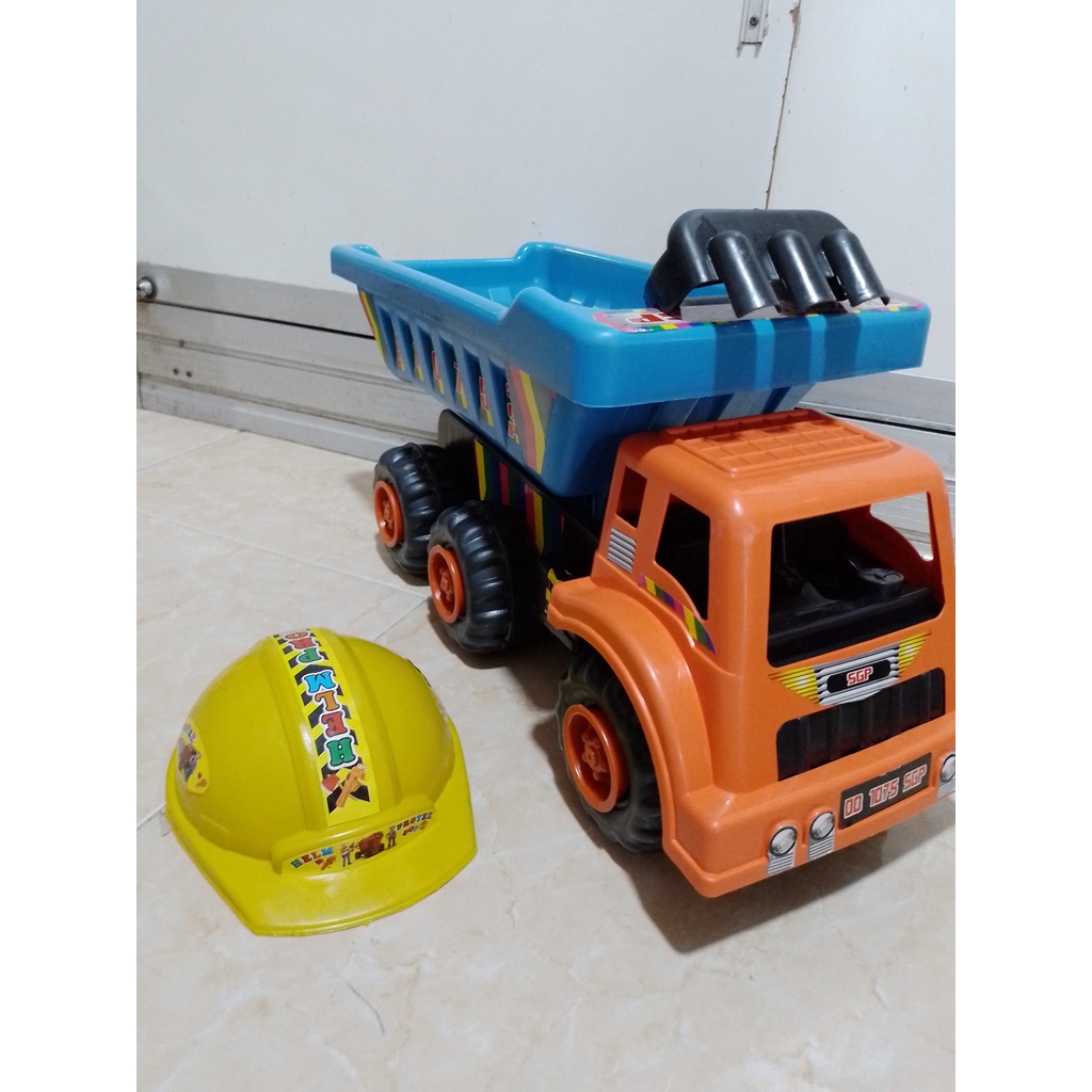 MAINAN MOBIL TRUCK JUMBO BONUS HELM /MOBIL ANGKUT BARANG KONTSTRUKSI/MAINAN ANAK LAKI LAKI