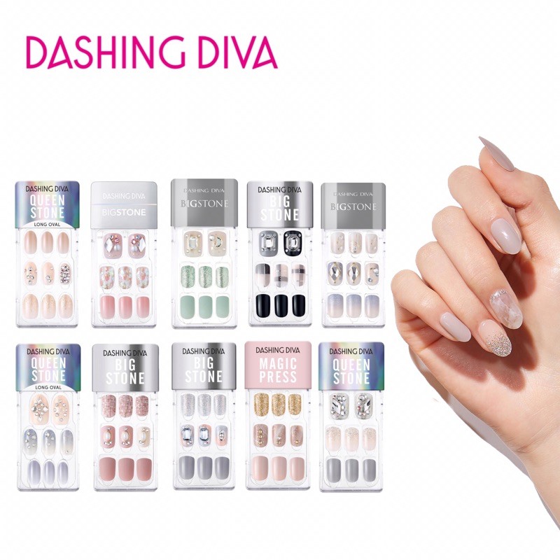 Dashing Diva Magic Press Big Queen Stone Long Oval Slim Super Fit Fake Nails Kuku Palsu Shopee Indonesia