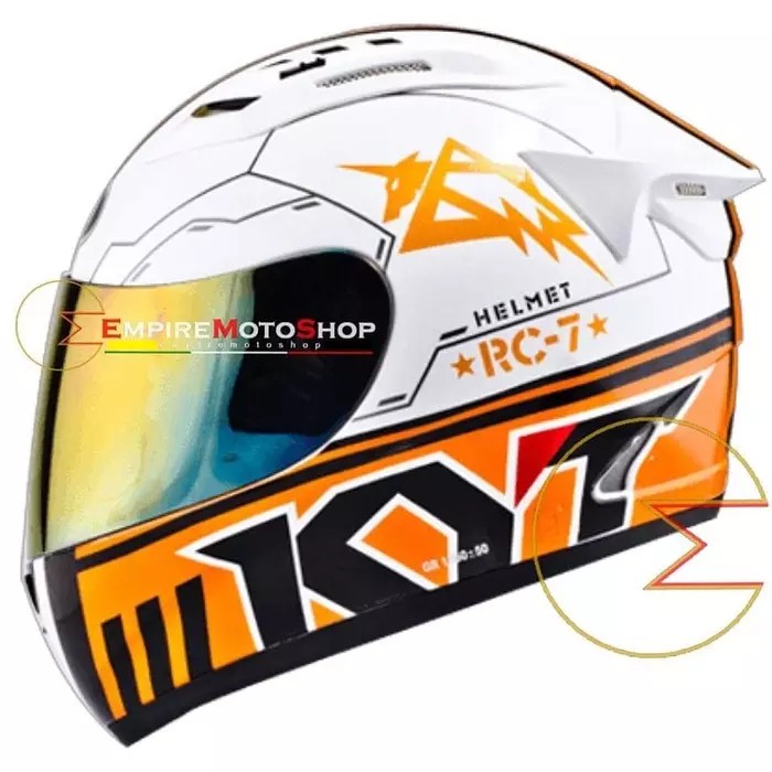 Helm KYT RC7 RC Seven Seri 11 White Black Orange