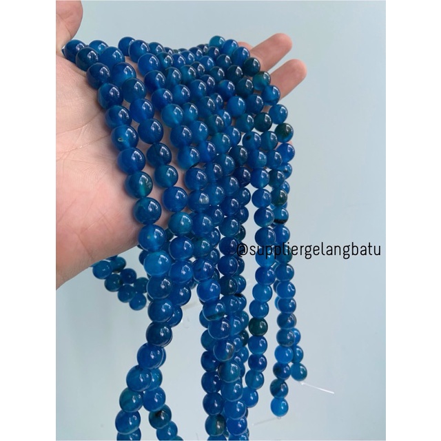 batu dyed carnelian biru batu perhiasan fashion 10mm beads findyka acc