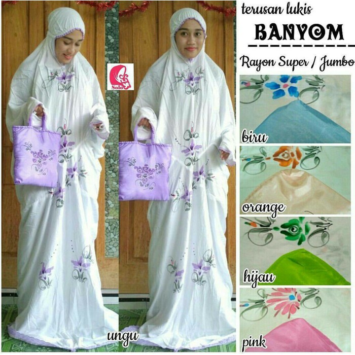 Dijual Mukena Jumbo Siti Khadijah Pasteleena - Dusty Purple Mur QJ671  Terusan Bali Lukis