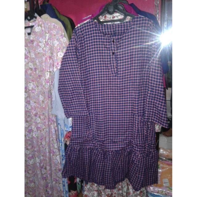 tunik kotak kotak flanel
