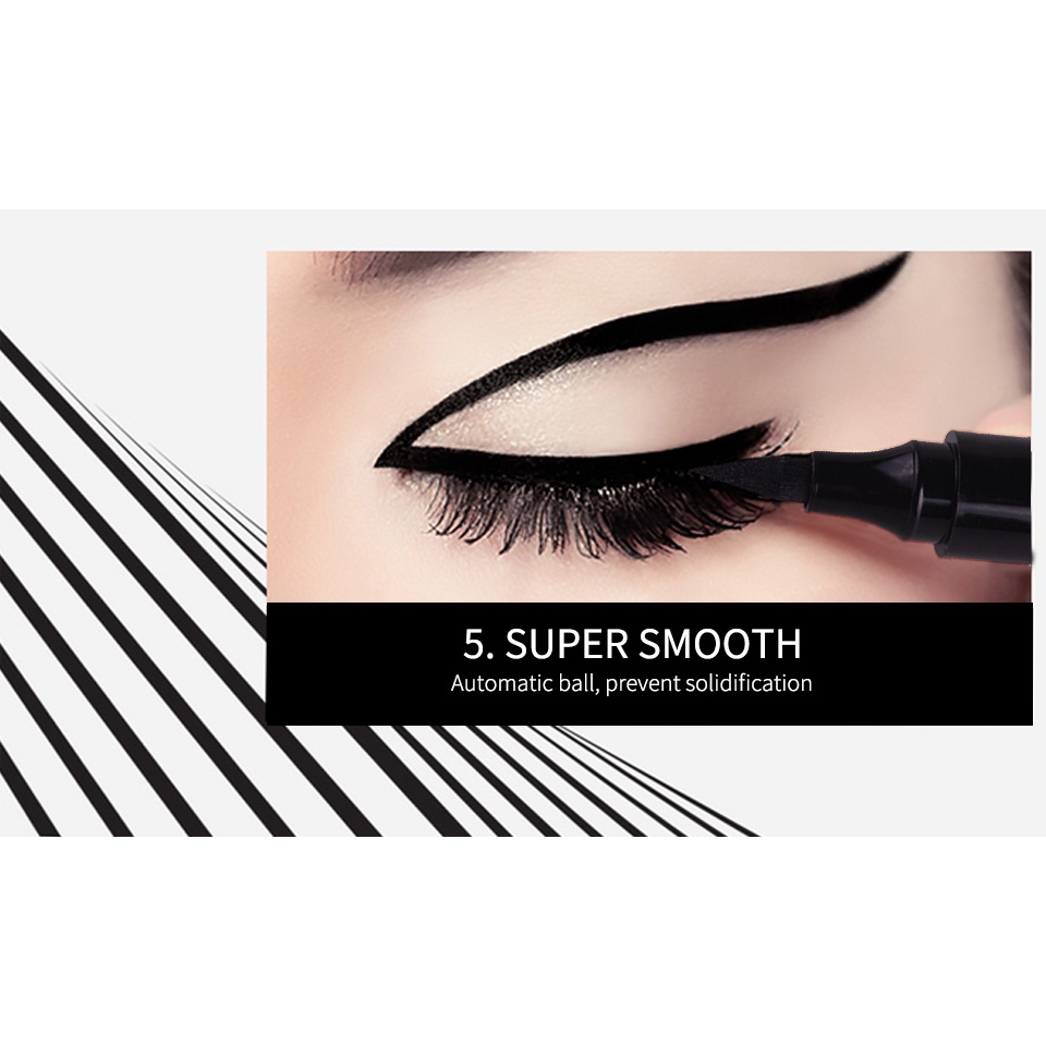 COCO MAMA 2in1 Eyeliner Stamp Wing Eyeliner Liquid Waterproof Stamp Eyeliner 2 in 1 Eyeliner Spidol