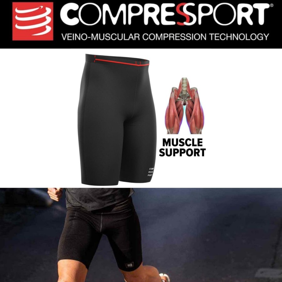 ORIGINAL COMPRESSPORT COMPRESSION RUN SHORT BLACK celana lari