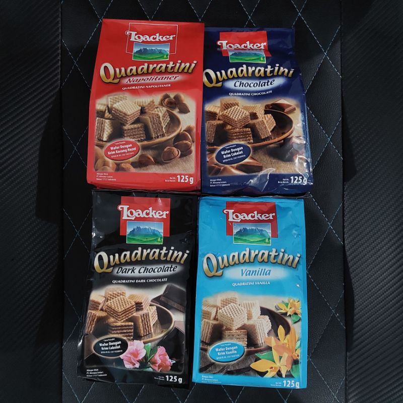 

LOACKER QUADRATINI 125 GR (NAPOLITANER / CHOCOLATE / VANILLA / DARK CHOCOLATE)