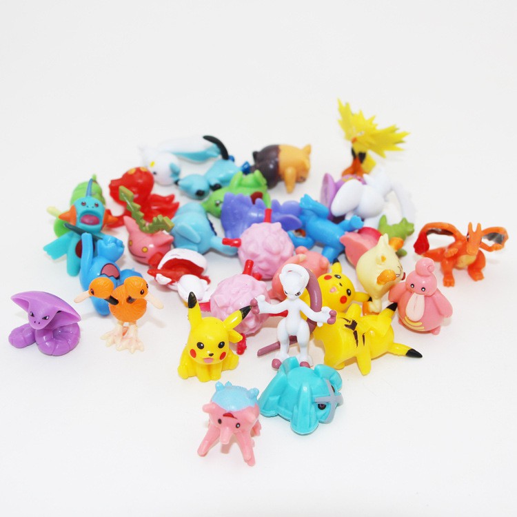 48pcs / 96Pcs Mainan Action Figure Mini Pokemon Pikachu Bulbasaur Untuk Dekorasi Kue