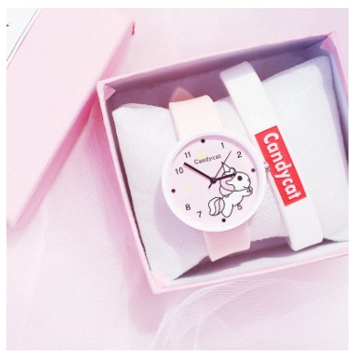 ✅COD Jam Tangan Wanita Woman Watch Unicorn Candy Color Quartz Table Harajuku Silicone Fashion Watch