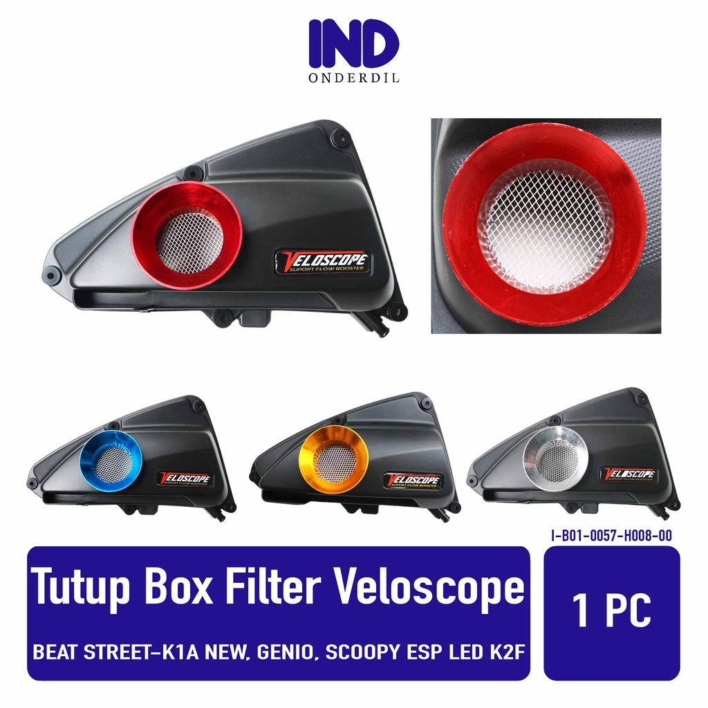 Tutup-Cover-Penutup Box-Boks Filter-Saringan-Hawa Udara Variasi-Custom Corong Velocity-Veloscope Beat Street-K1A New 2020 &amp; Genio &amp; Scoopy eSP LED K2F 2021