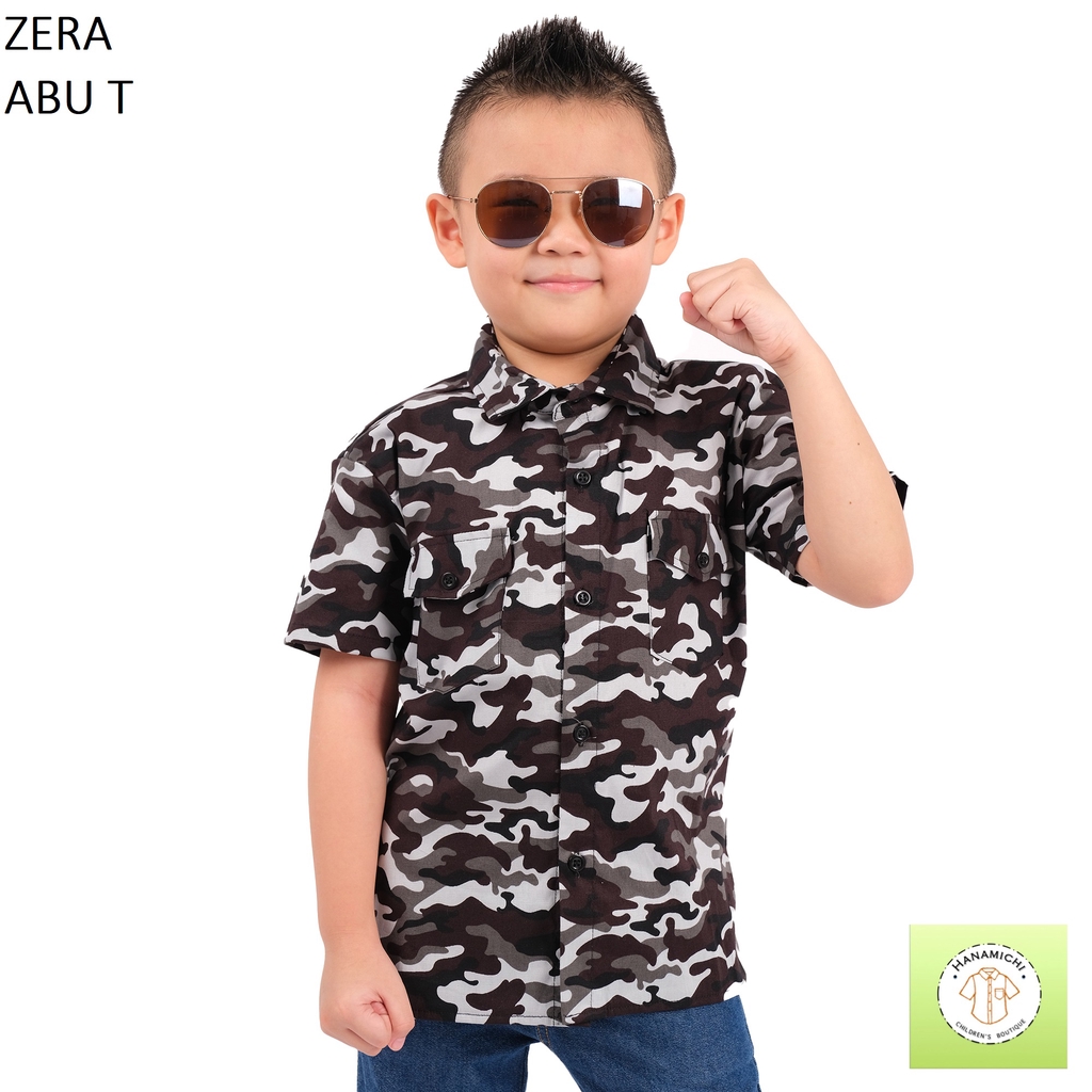 Hanamichi ZERA Baju Kemeja Anak Lengan Pendek Motif Camo