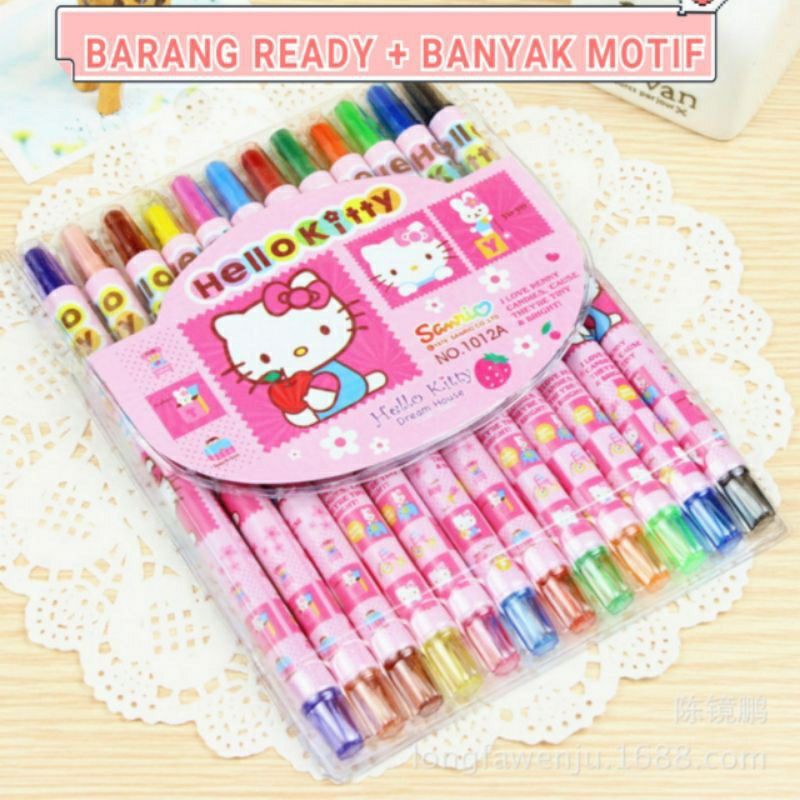 

KRAYON PUTAR CRAYON CRAYONS 12WARNA PEWARNA COLOURING WARNA KARAKTER LUCU CUTE 16.5CM PANJANG