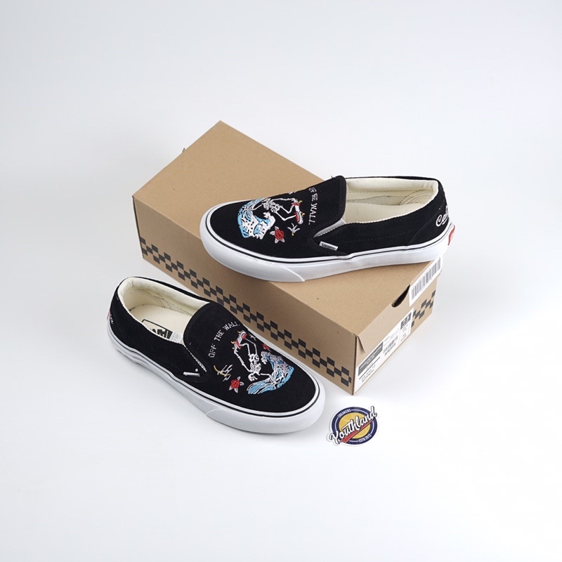 skeleton vans slip ons
