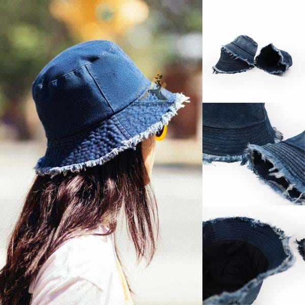 BANTING HARGA!!!!! Bucket hat Ripped end Topi bucket hat Rawis Rumbai jeans wanita aneka warna - bucket jeans wanita model sobek