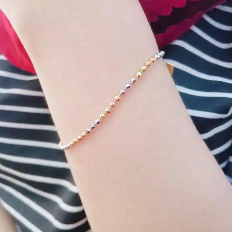 [] Gelang Tangan Rantai Wanita Lapis Emas Gelang Biji Lada 24karat N7L9