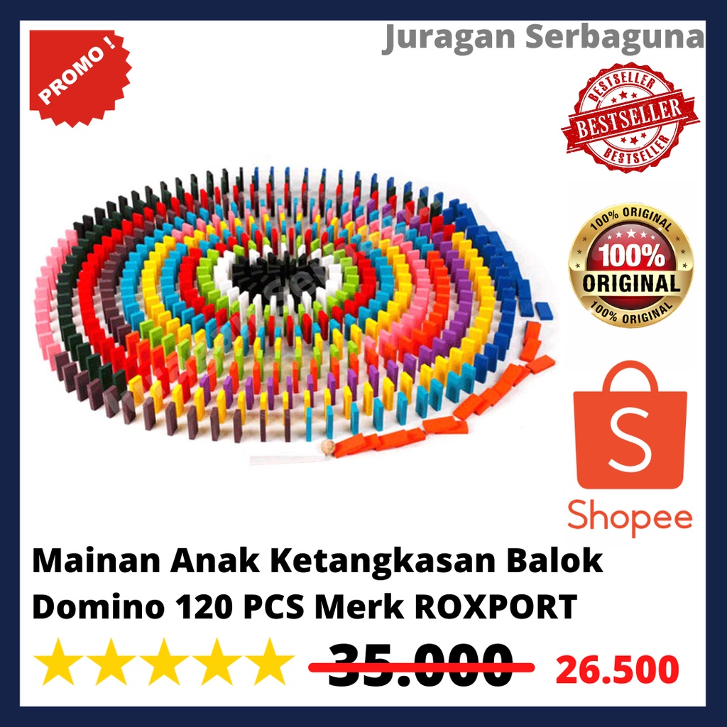 Mainan Anak Ketangkasan Balok Domino 120 PCS Merk ROXPORT Original