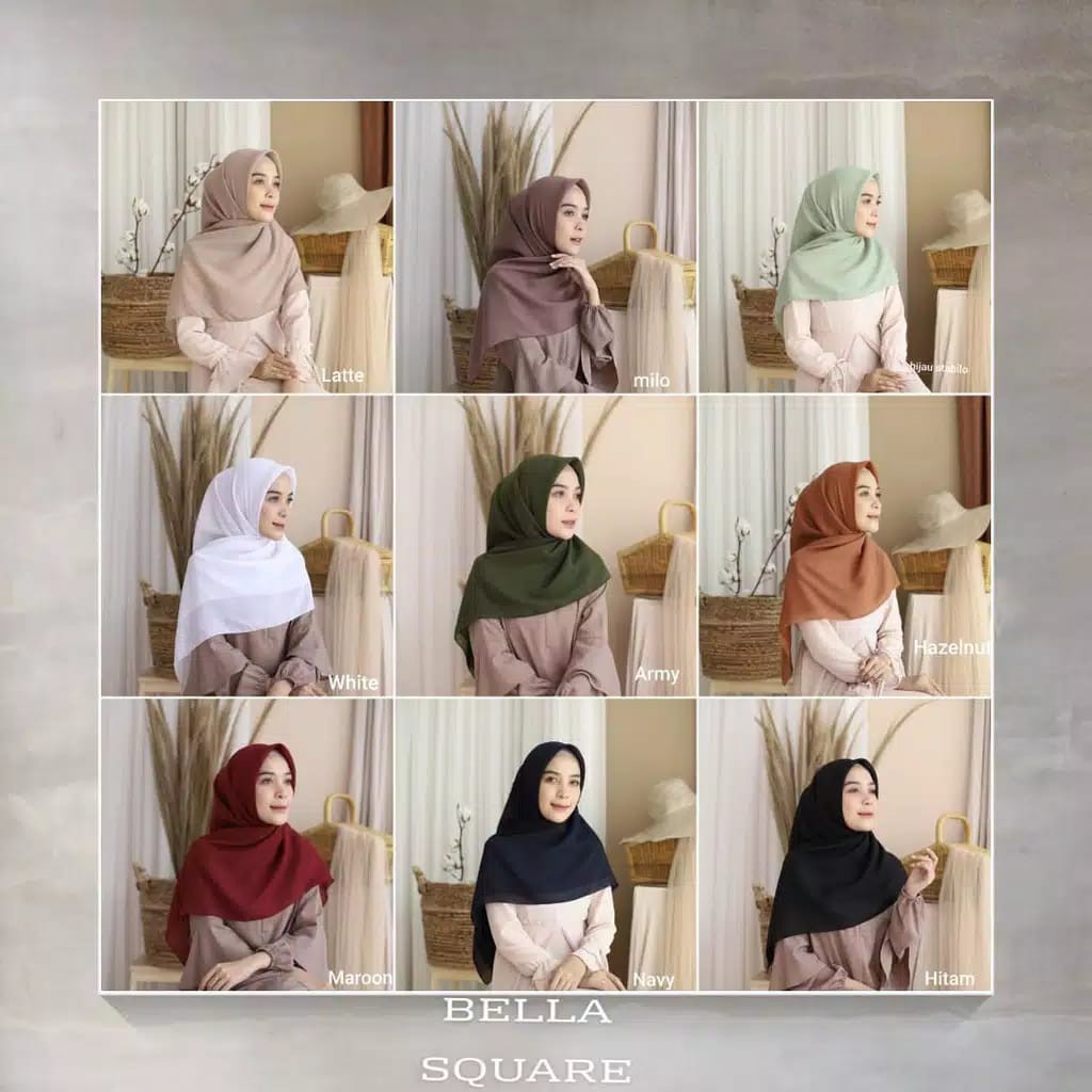 Kerudung Segiempat Polos BELLA SQUARE Hijab Pollycotton BellaSquare