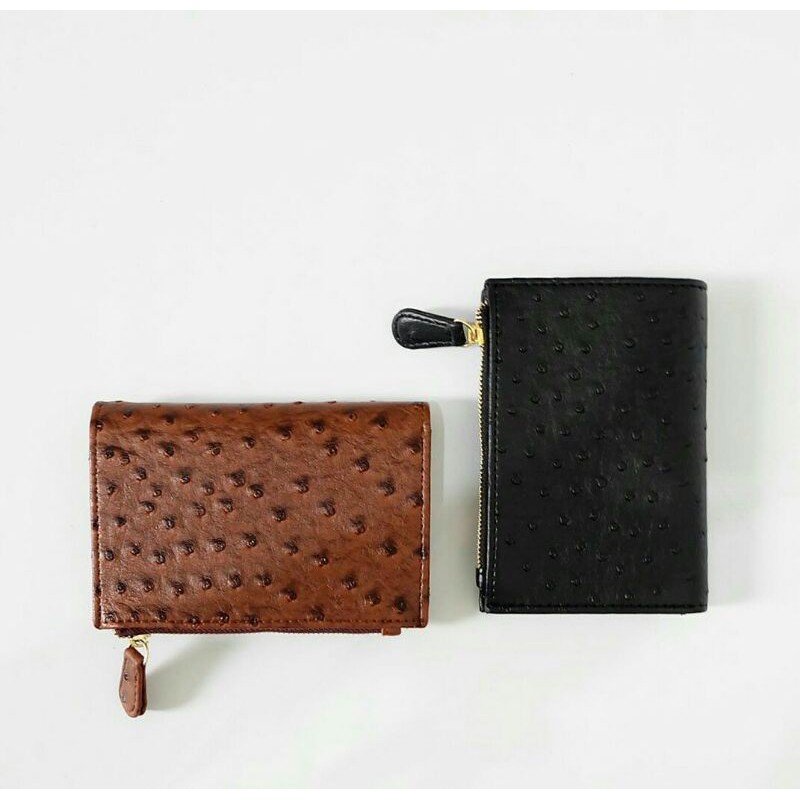 Lou Wallet/ Lumie Wallet by Kian Id Ostrich Choco & Black Soon