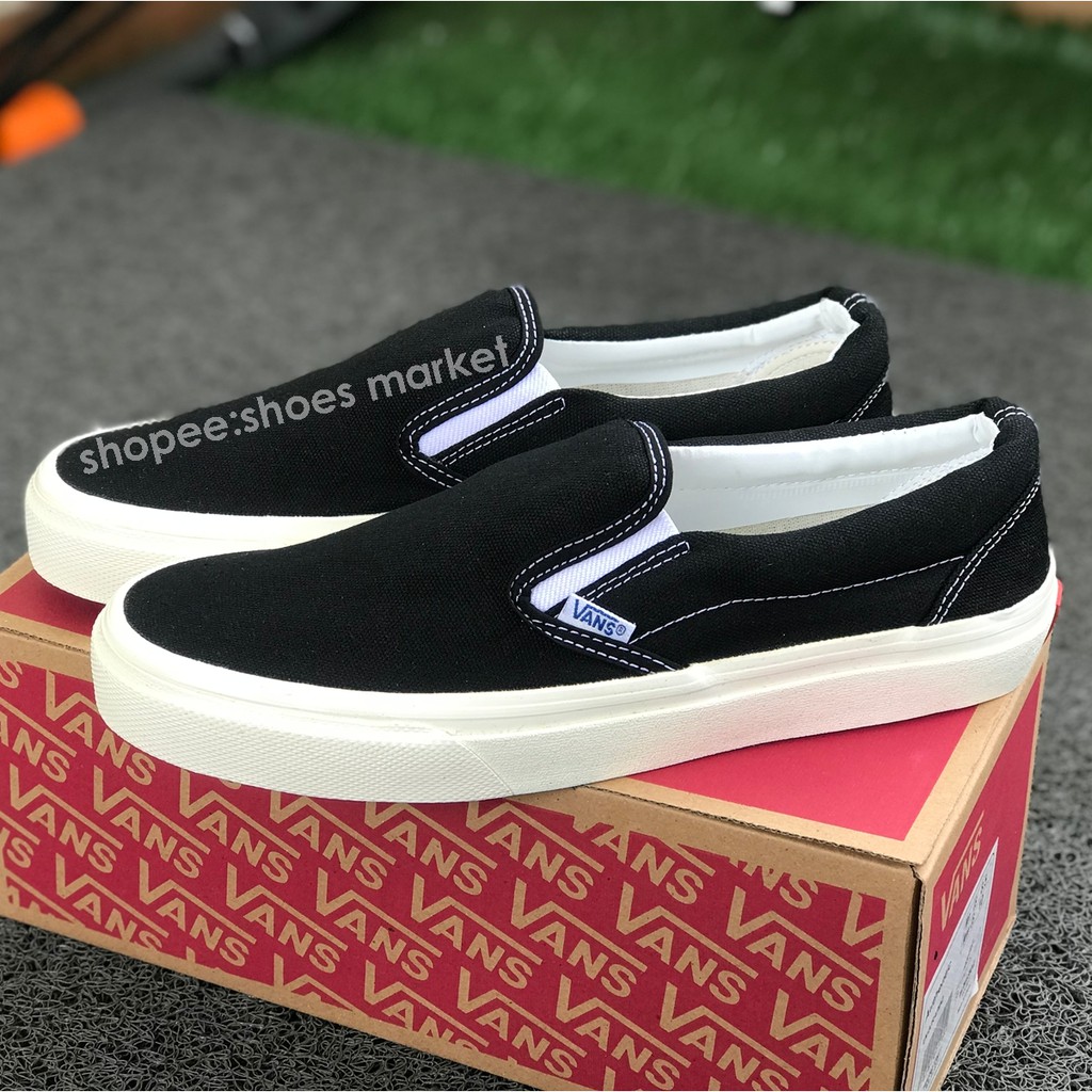 Sepatu Vans Slip On OG Black White - Free Kaos Kaki