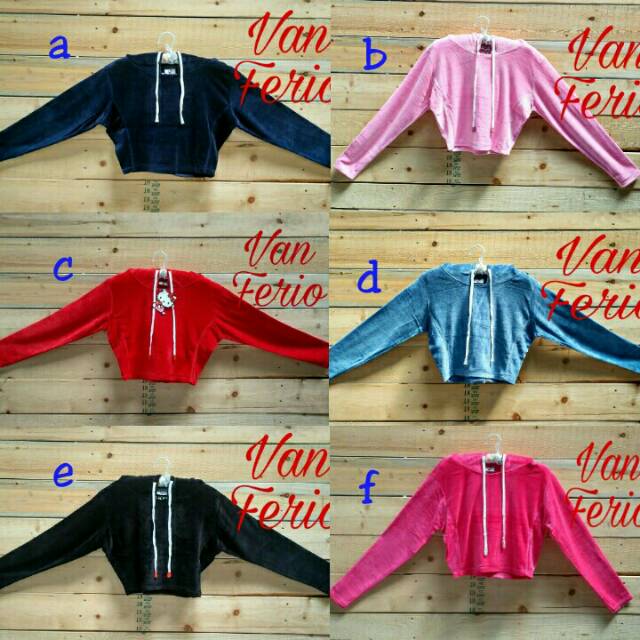 Sweater Hoodie Crop Top Beludru