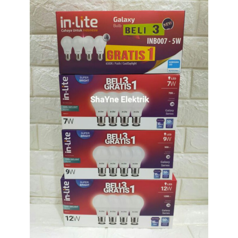 INLITE PAKET 3 GRATIS 1 -  LAMPU LED Bulb Bohlam 5W E27