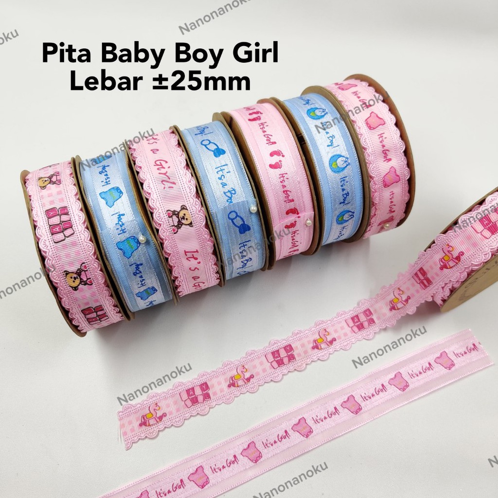 

Pita Kain 1 inch 2,5 cm Baby Boy Girl Pink Biru Hiasan Hampers Souvenir Kado