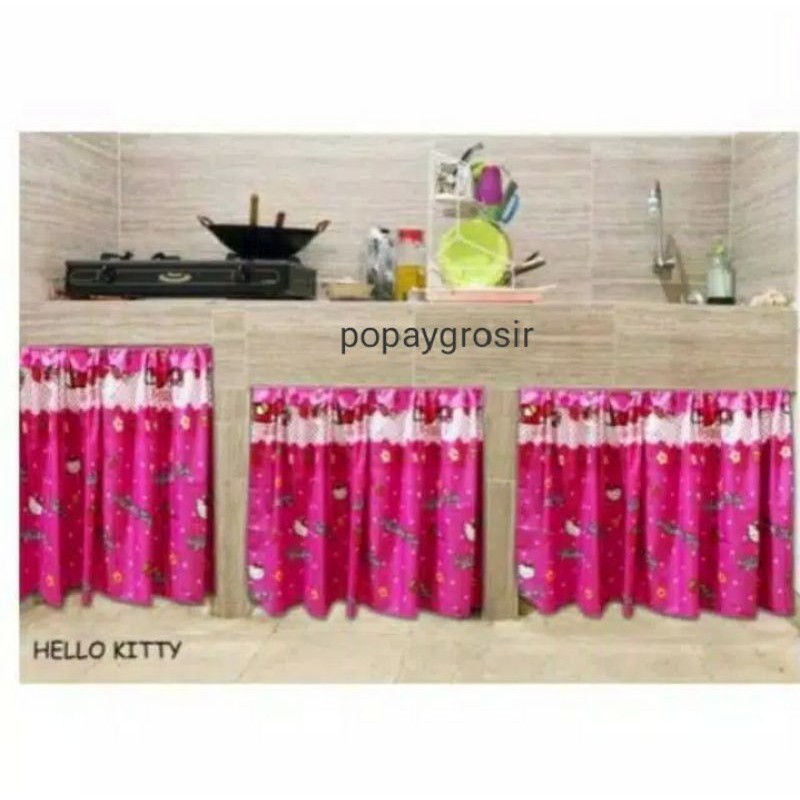 Gorden hordeng kolong dapur karakter motif hello Kitty
