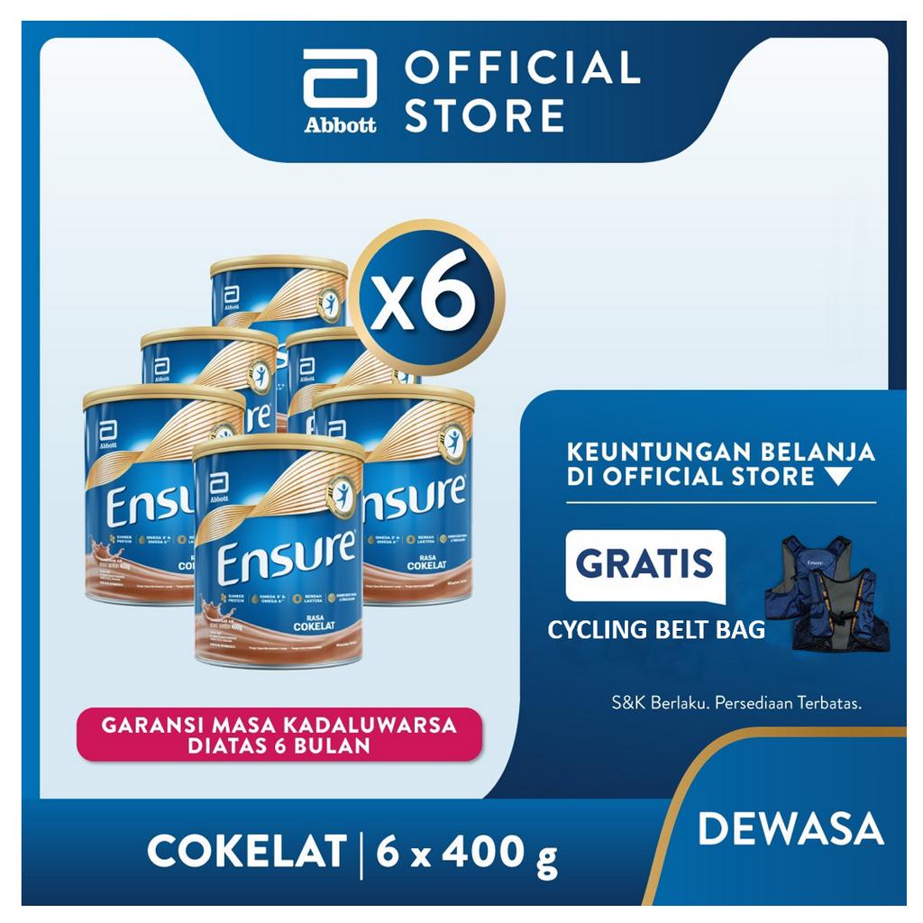 

Ensure Coklat 400 g Susu Nutrisi Dewasa Rendah Laktosa x6 FREE Cycling Belt Bag