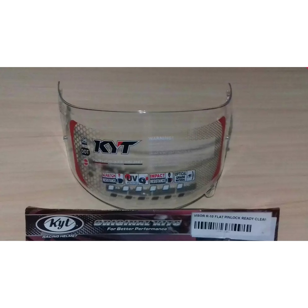 KYT R10 - Flat Visor Pinlock Ready Clear / KYT K2 Rider Visor Flat  / KYT RC7 Visor Flat