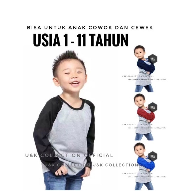 Kaos Raglan Anak Lengan Panjang Distro Kaos Kids Kaos Anak Tanggung Kaos Polos