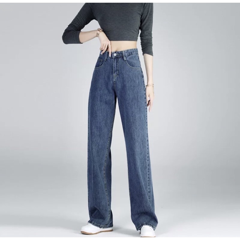 Highwaist Loose Jeans Kulot jeans Wanita