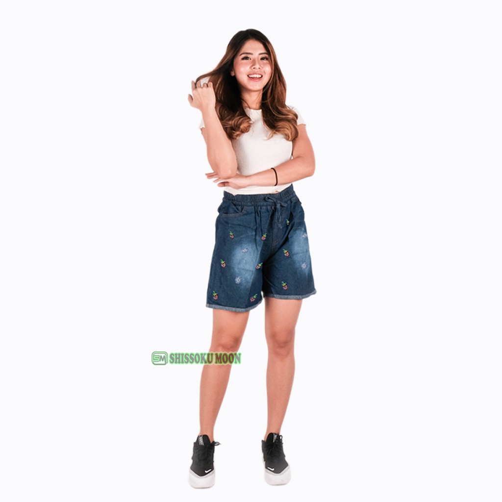 Celana Pendek Wanita Model Hotpants Bordir Bahan Denim