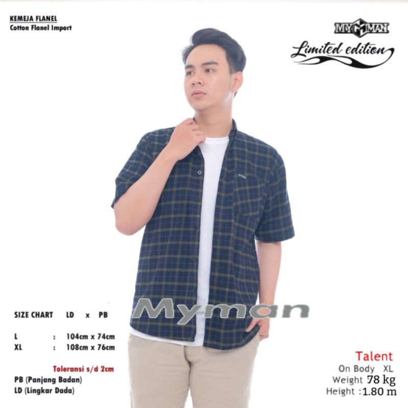 MY MAN KEMEJA FLANEL IMPORT BAJU KEMEJA PRIA LENGAN PENDEK//CASUAL 006