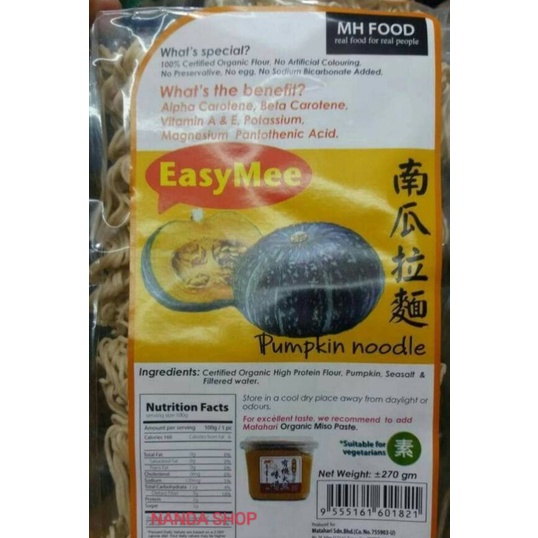 

MH Food Pumpkin Noodle 270gr