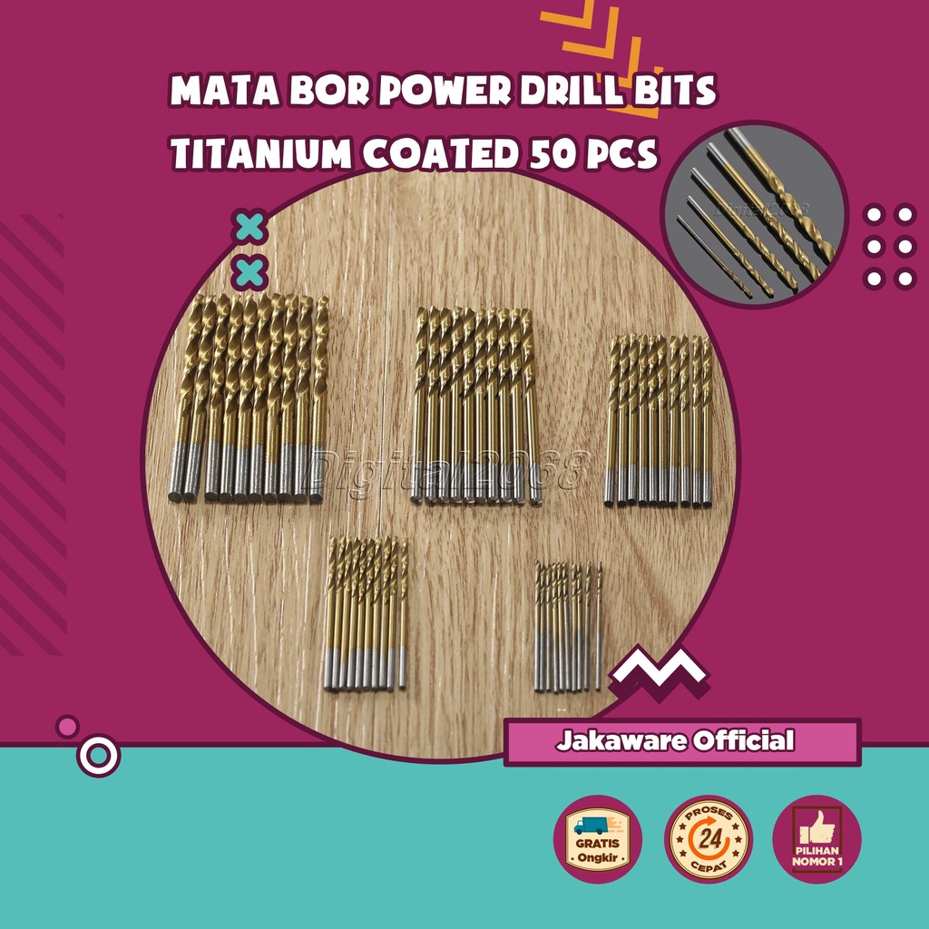 MATA BOR POWER DRILL BITS TITANIUM COATED 50 PCS KAYU ALAT PELUBANG SET BESI LUBANG PENDEK MINI TUNER CUNER GRINDER MESIN LISTRIK BATRAI BATERAI KIPAS UKIR BATU PARALON GERINDA GRAFIR GRANIT TANGAN CUN KIKIR LANCIP PAHAT GERGAJI CARBIDE SPIRAL POLES HSS