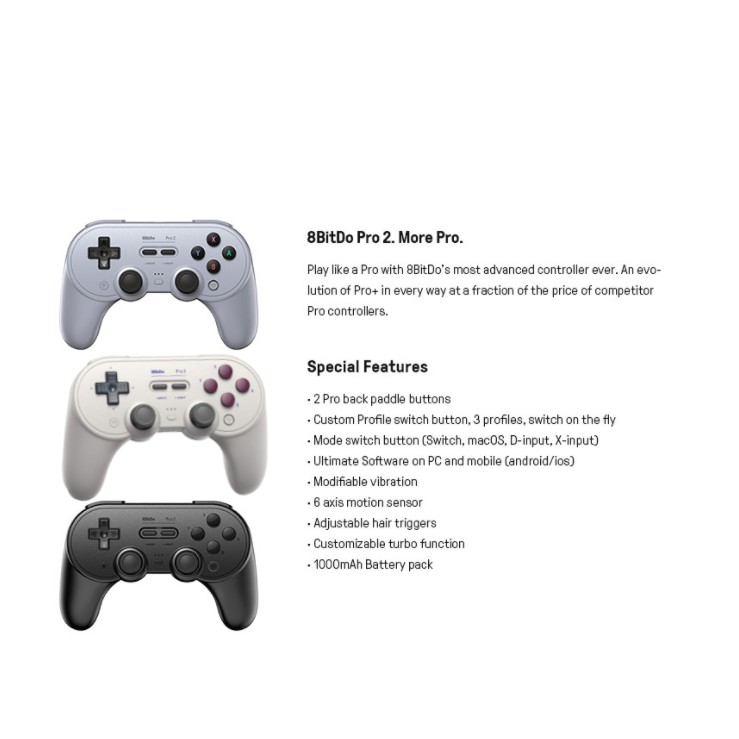 8bitdo Pro 2 Wireless Gamepad Switch PC Android MacOs Joystick Original