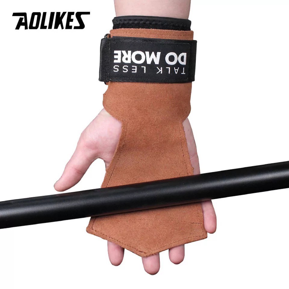 AOLIKES 7632 Leather Brown Wrist Support Wrap / Wristband - Deker Strap Kulit Pergelangan Tangan