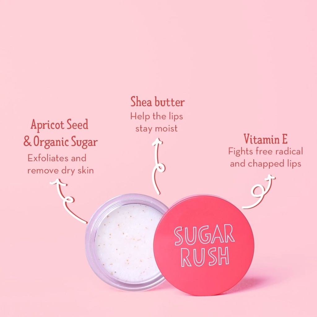 Emina Lip Scrub Sugar Rush 4.2GR / Perawatan Bibir Lip Care Exfoliating