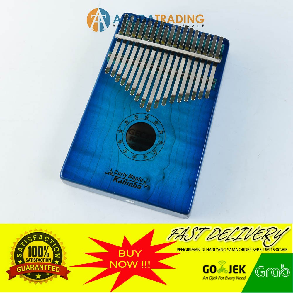 Paket Authentic Gecko Kalimba K17 MC-BL Curly Maple Hard Case