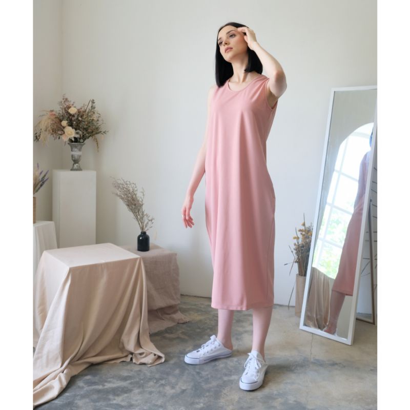 jules dress off white, khaky, sage, black, rose tan, light beige loose dress santai casual dress