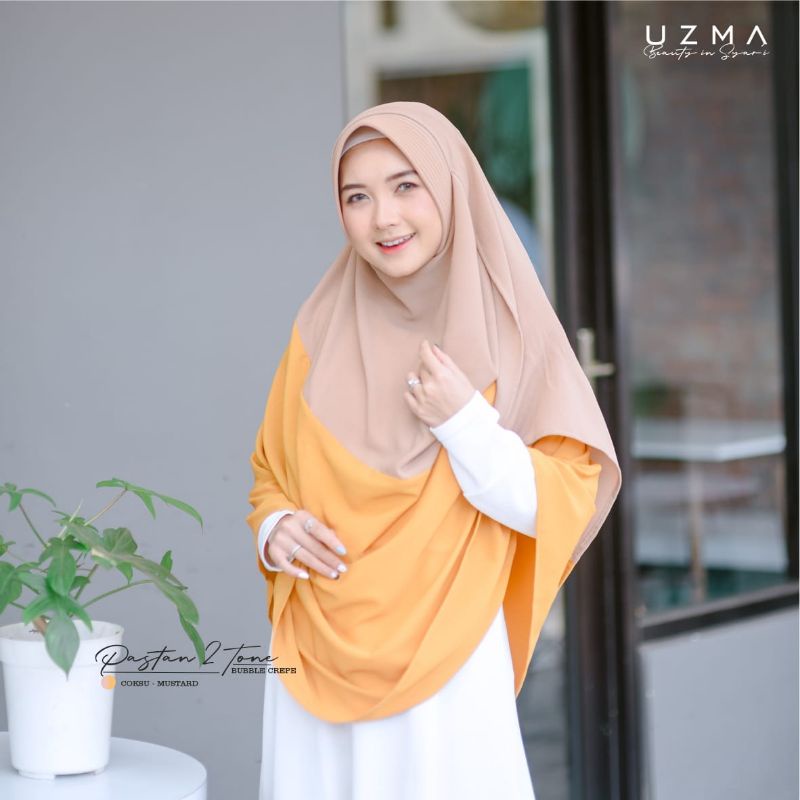 Pastan 2 tone UZMA HIJAB pashmina instan 2 loop PASTAN 2 LUBANG pastan petantem