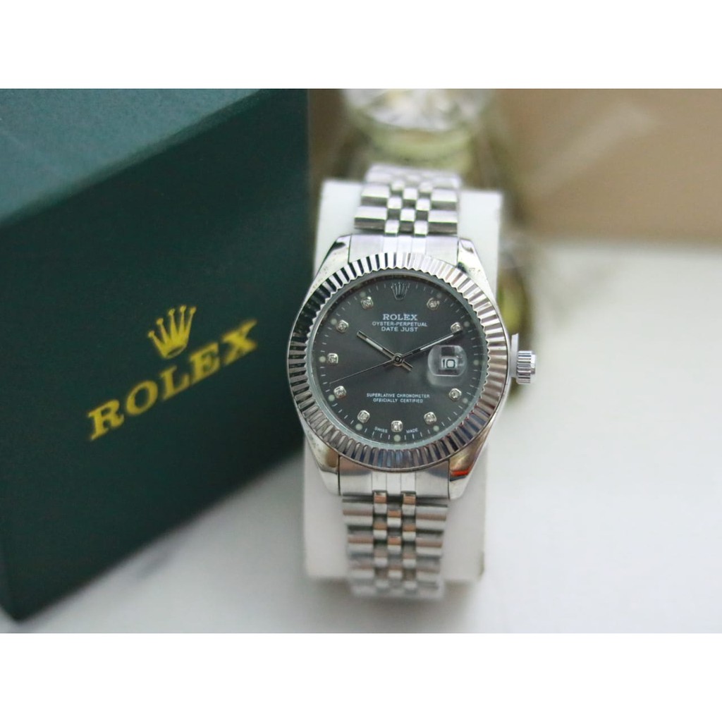 (COD) Jam Tangan Pria Wanita Rolex R4806Ui Tanggal Aktif  Free Box Original & Baterai Cadangan - Jam