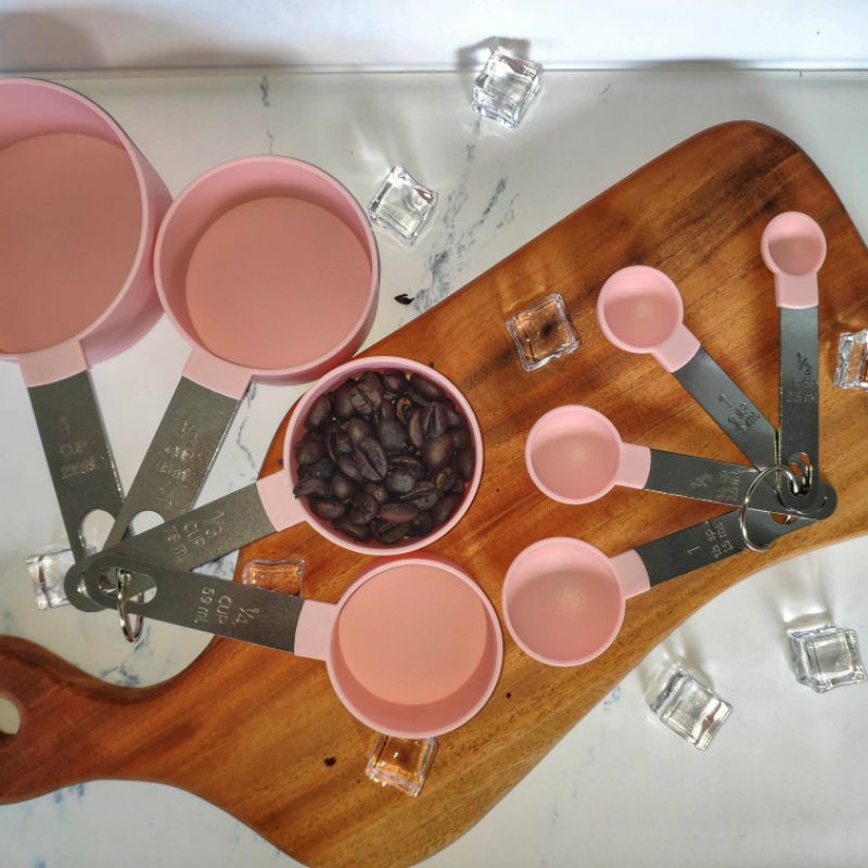 Sendok Takar 8pcs stainless steel plastic/PINK