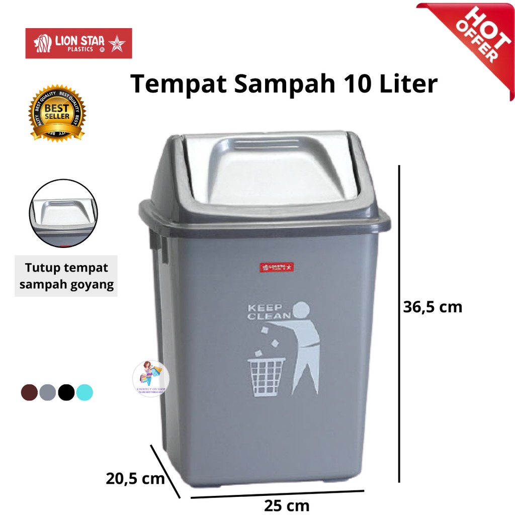 Tempat Sampah Tutup Goyang C-4 Dustbin 10 Litres Lion Star