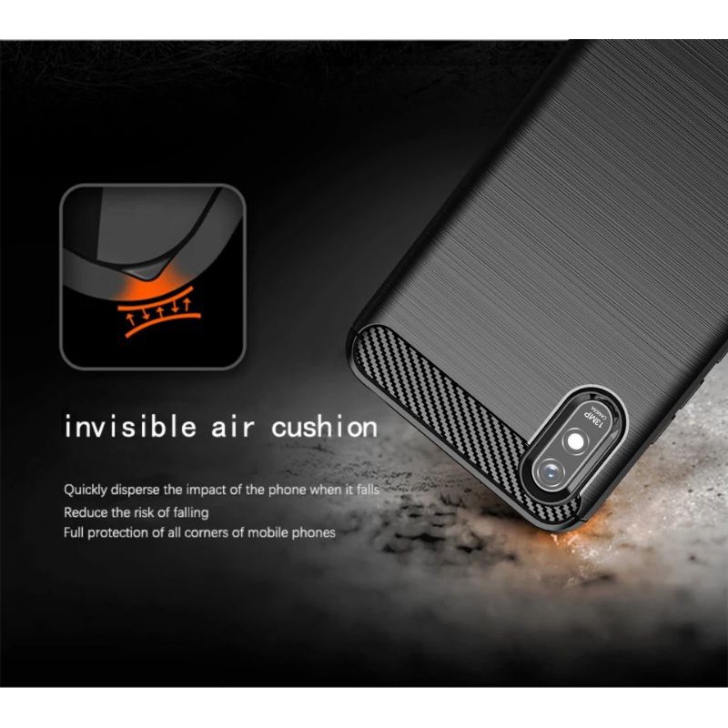Softcase Carbon Xiaomi Redmi 9a Casing Silicon - Soft Case Karbon Redmi 9A Kesing Cover Premium