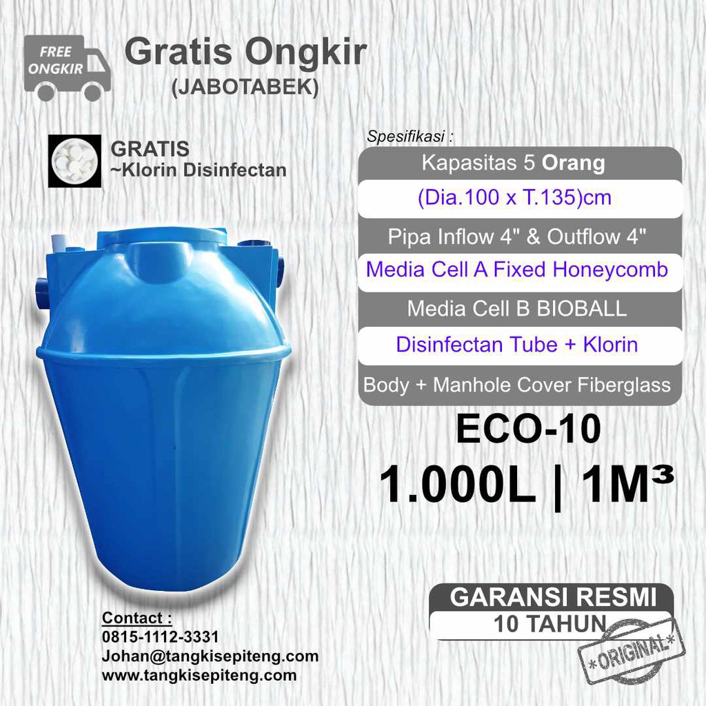 BIOFIL 1000 Liter Vertikal - BIOTANK , BIOTECH , BIO SEPTIC TANK