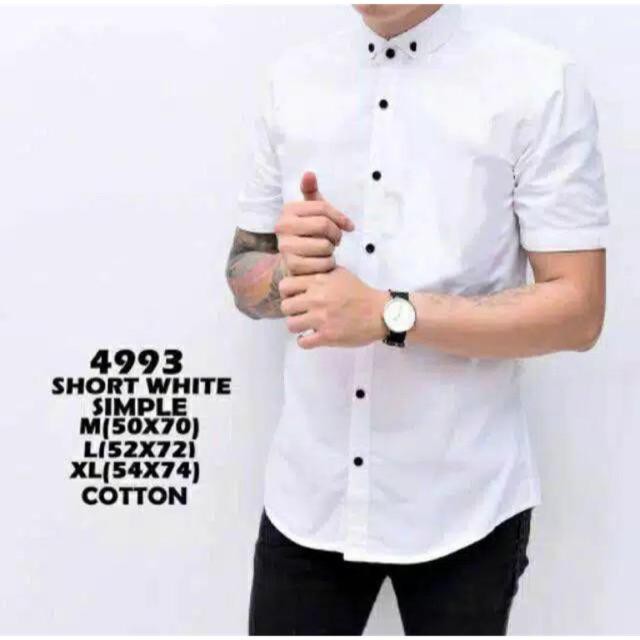 KEMEJA PRIA BOYI TOP MAN LENGAN PENDEK KASUAL FORMAL KERJA PUTIH HITAM NAVY GREY WARNA WHITE