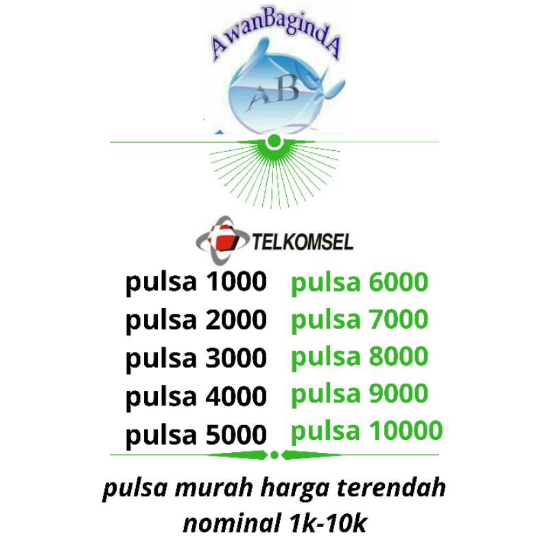 PULSA 1K/1000,2k/2000,3k/3000,4k/4000,5k/5000,6k/6000,7k/7000,8k/8000,9k/9000,10k/10000 telkomsel